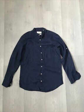 BEACHCOMBER ELEGANCE BLUE LINEN SHIRT MENS MENS XS